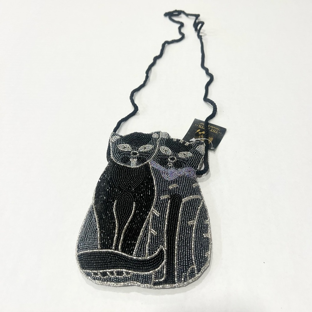 TST Arts | Cat Beaded Pouch Crossbody Purse